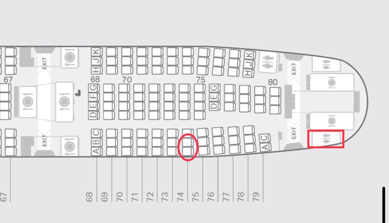 キャセイパシフィック航空B777-300(77P)での座席位置